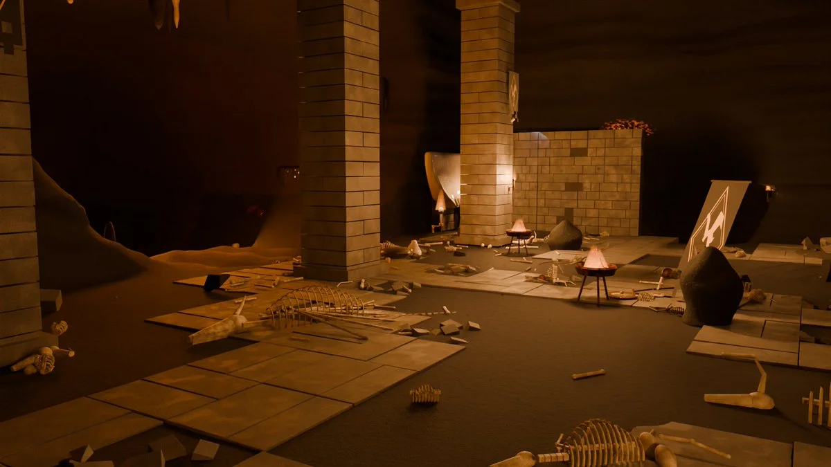 Escena de guarida de dragón en Blender