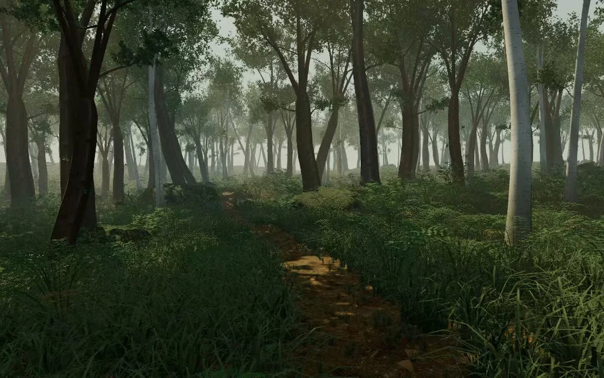 غابة إجرائية كثيفة في Three.js