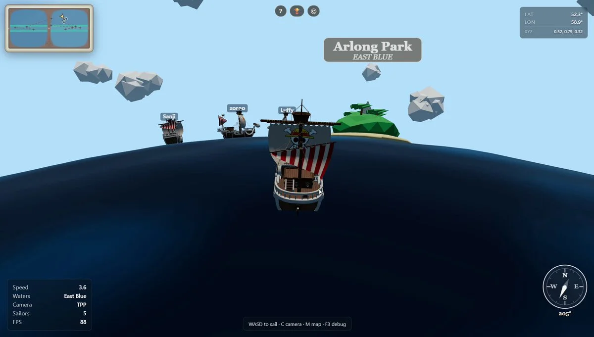 Mundo pirata multijugador en Three.js