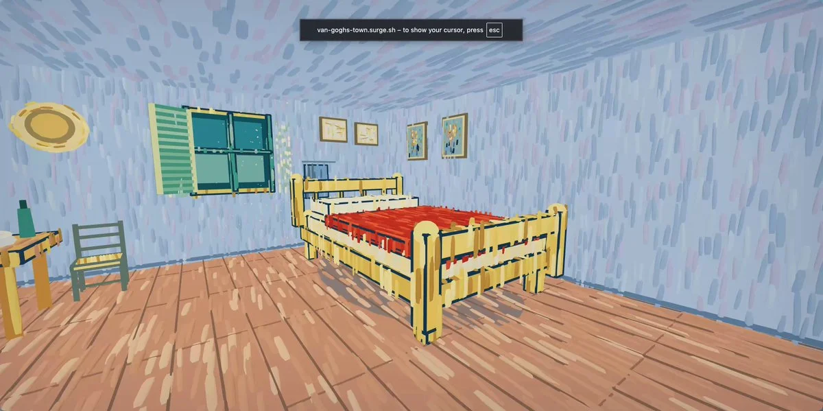 Pueblo transitable creado a partir de seis pinturas de Van Gogh
