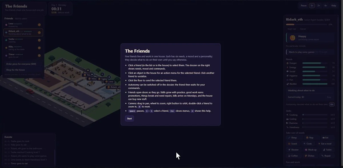Autonomous Sims-like life simulation