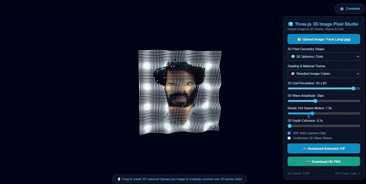 Retrato transformado en voxel cinéticos