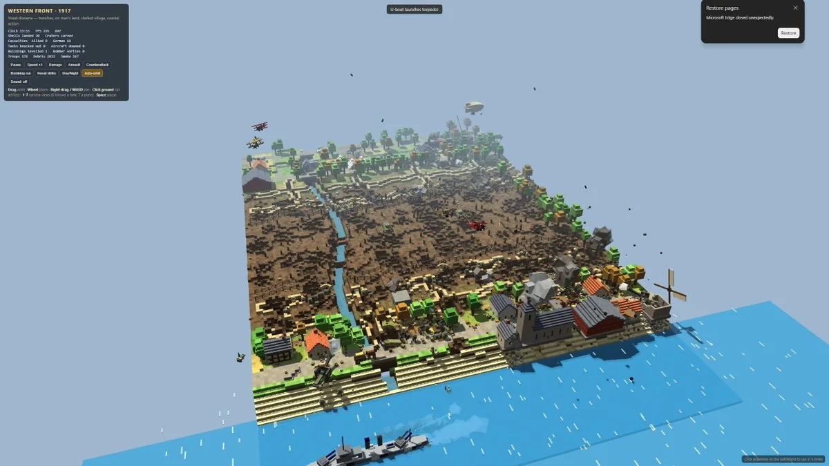 World War I voxel simulator