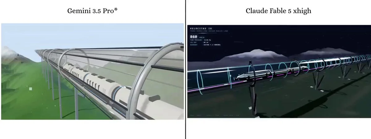 Three.js prompt for a futuristic maglev train scene