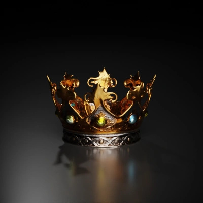Ornate royal crown with embedded jewels.