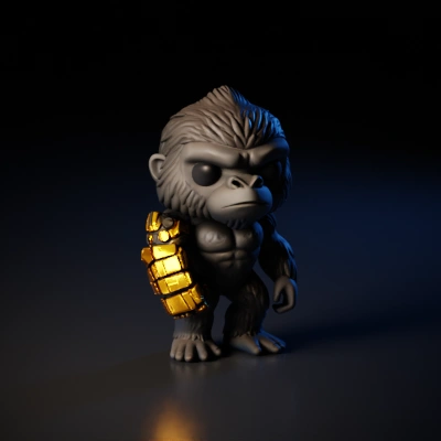 Gorilla with mechanical arm.