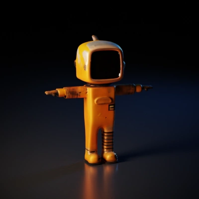 Astronaut-like character with a large helmet.