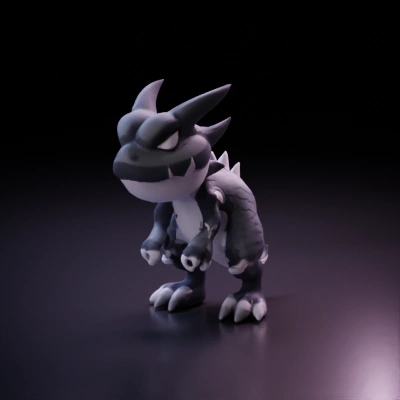 Baby dinosaur with spikes and sharp teeth.