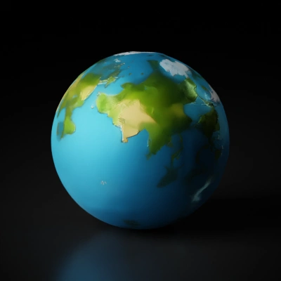 Globe of Earth depicting continents and oceans.