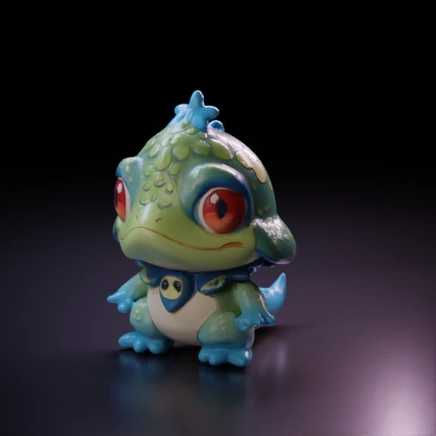 Cute frog-like creature, fantasy design.