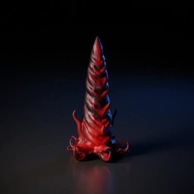 Large twisted horn with intricate details.