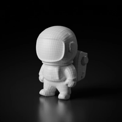 Cartoon astronaut, stylized space suit, cute portrayal.