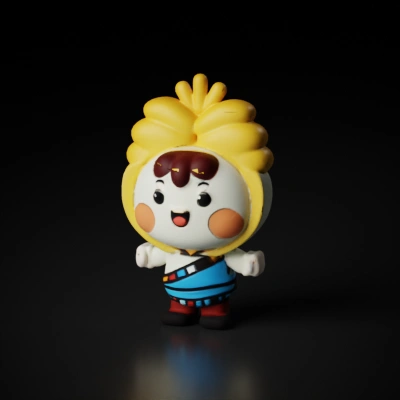 Cartoon character, cute costume, chibi style.