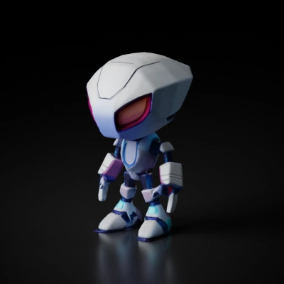 Robotic humanoid with glowing eyes, futuristic design.
