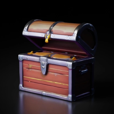 Treasure chest filled with gold coins.