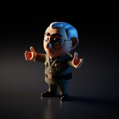 Animated senior military officer in uniform.