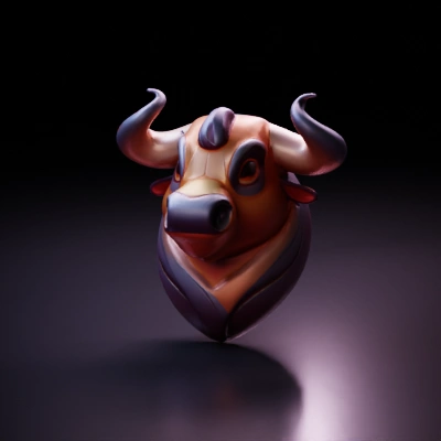 Cartoon bull with facial expression, stylized art.