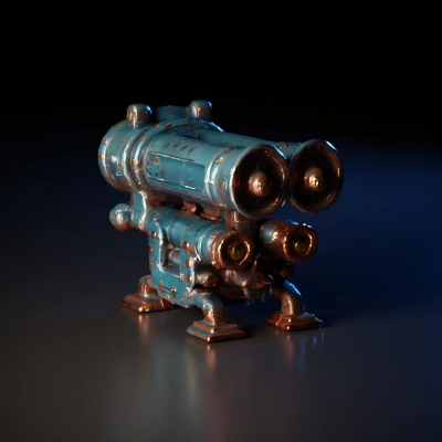 Steampunk mechanical engine with intricate details and gauges.
