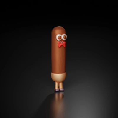 Chocolate popsicle character with a bow tie.