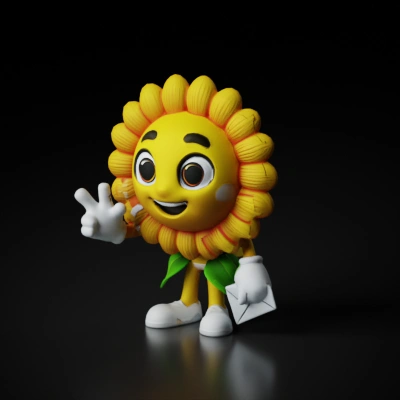 Smiling sunflower character