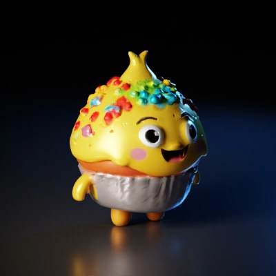 Cupcake character with a playful expression.