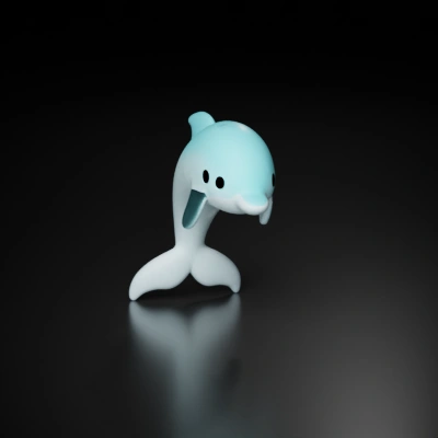 Cartoon dolphin character, simplified curves and features.
