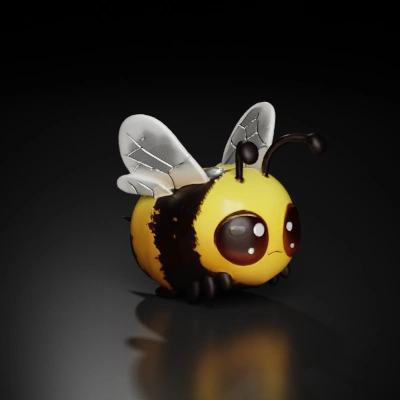 Cute cartoon bee with big eyes, small.