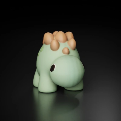 Cute dinosaur toy with round features.
