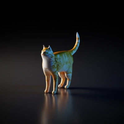 Domestic cat walking, feline body posture.