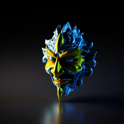 sci fi mask with intricate designs.