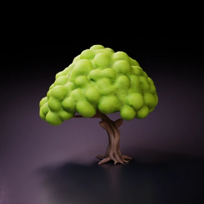 Lush, vibrant tree with bushy canopy, thick branches.