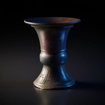 Bronze ceremonial vase with intricate engravings.
