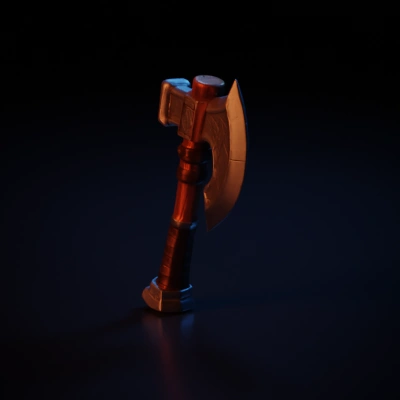 Medieval battle axe with engraved runes.