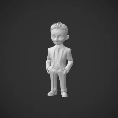 Stylized male character in a suit, professional. symmetric geometry,smooth edges,character.