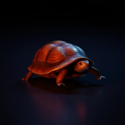 Turtle with detailed shell pattern, realistic design.