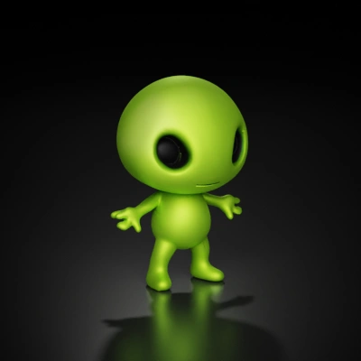 Alien with a large head and small body.