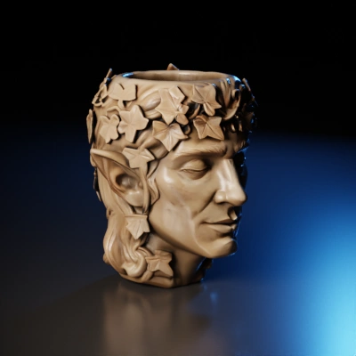 elf - like head vase.