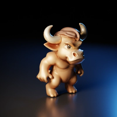 Minotaur-like creature, stylized, muscular body, angry expression.