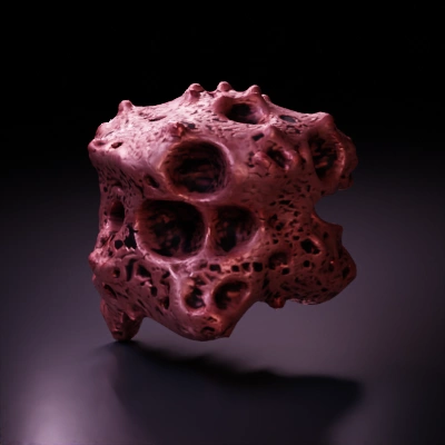 flesh meat structure with numerous holes, alien design.