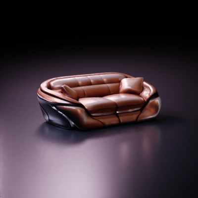 Futuristic ergonomic sofa with padded sections.