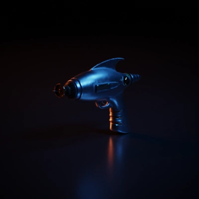 Futuristic ray gun, sci-fi theme.