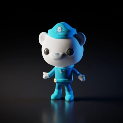 Anthropomorphic bear character, wearing a uniform.