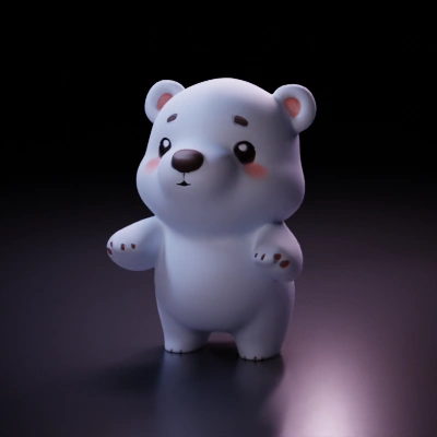 Cartoonish bear, cute facial expression.