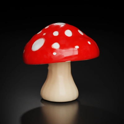 Mushroom-shaped object with spots.