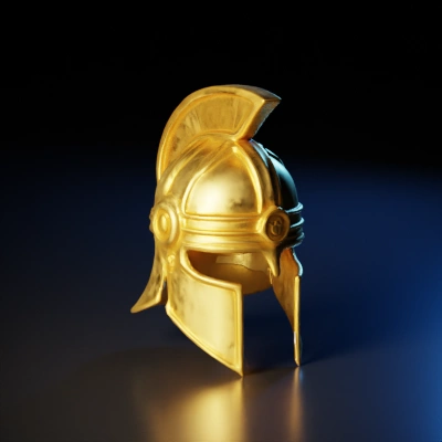 Ancient Roman helmet, historical artifact.