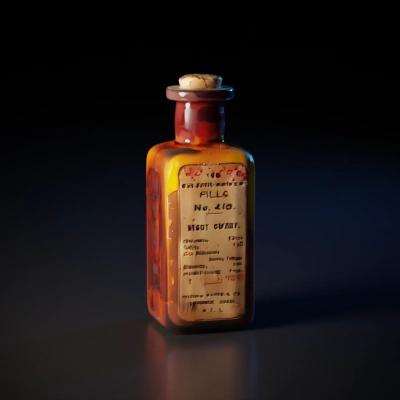 Vintage medicine bottle with label, pharmaceutical antique.