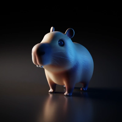Chubby capybara-like character, cartoon style.