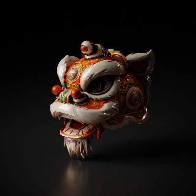 Chinese lion dance head.