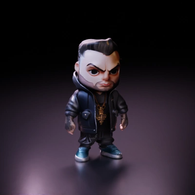 Tough guy character, cartoonish style, modern clothing.