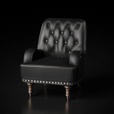 luxurious black leather armchair.